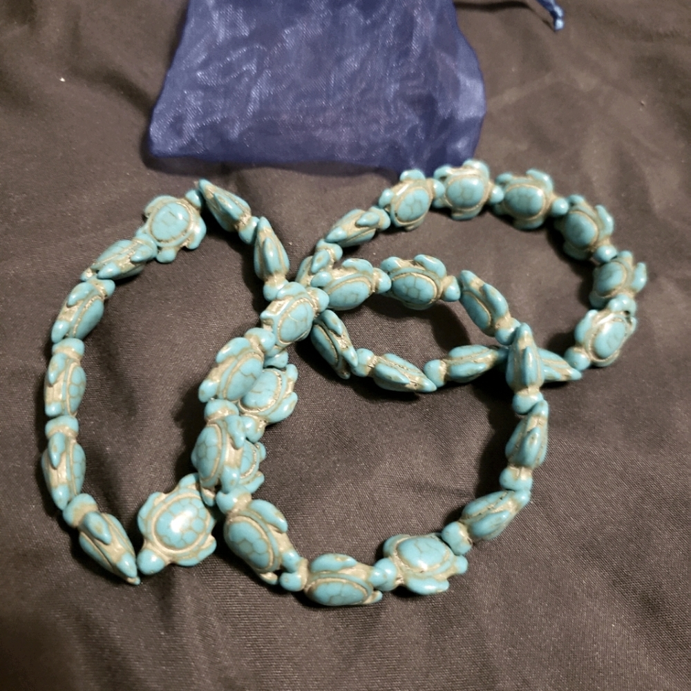 Stone sea turtle bracelets